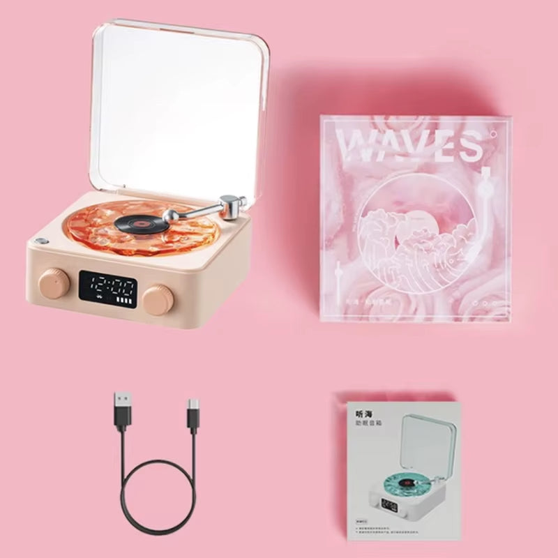 2024 New Retro Turntable Speaker with White Noise Wireless Bluetooth Vinyl Record Player Stereo Sound RGB Projection Lamp Effect