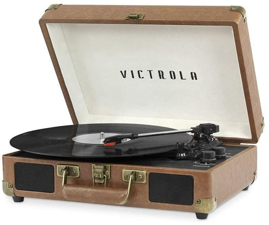 Brown Portable Suitcase Record Player Bluetooth Vinyl Record Player Suitcase New