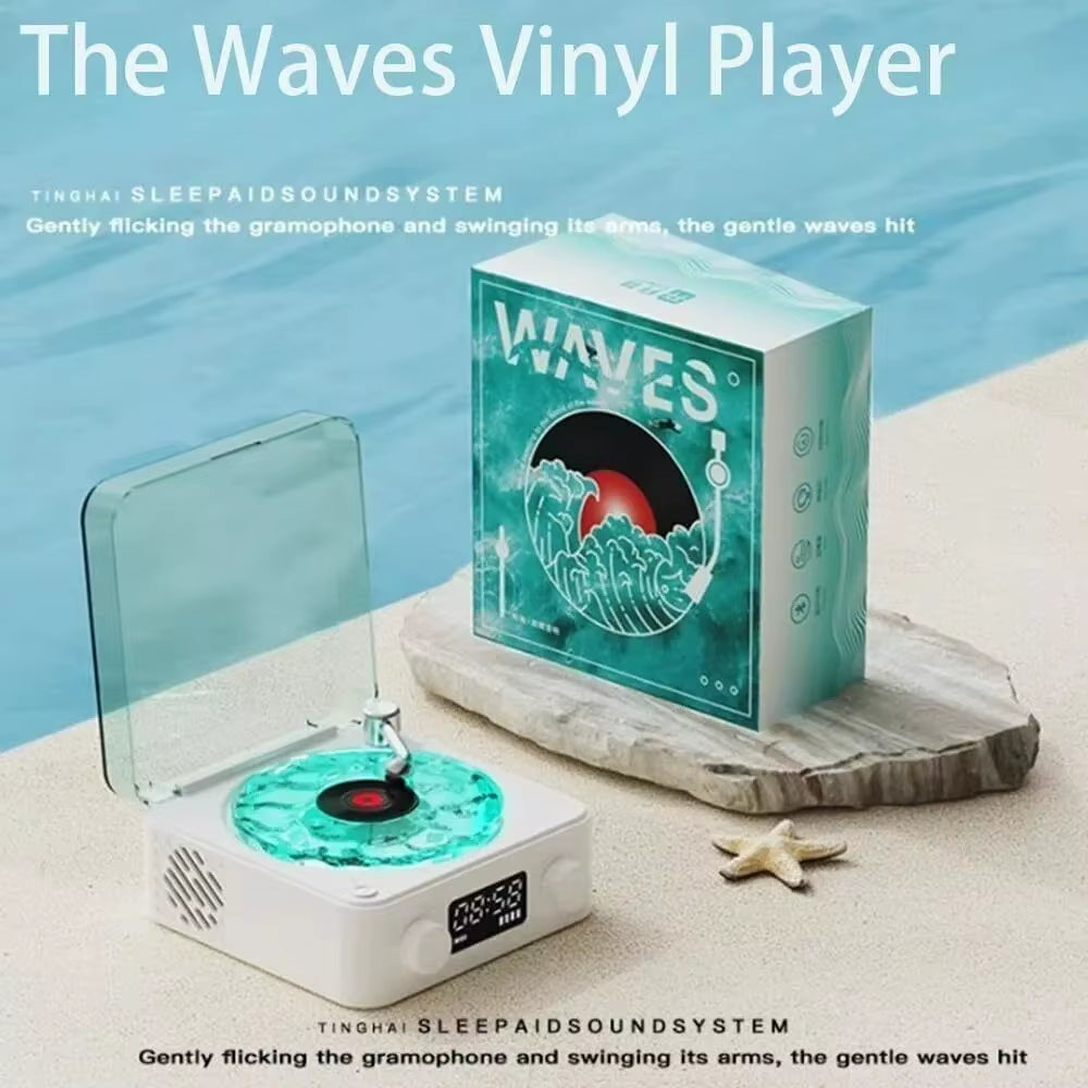 2024 New Retro Turntable Speaker with White Noise Wireless Bluetooth Vinyl Record Player Stereo Sound RGB Projection Lamp Effect