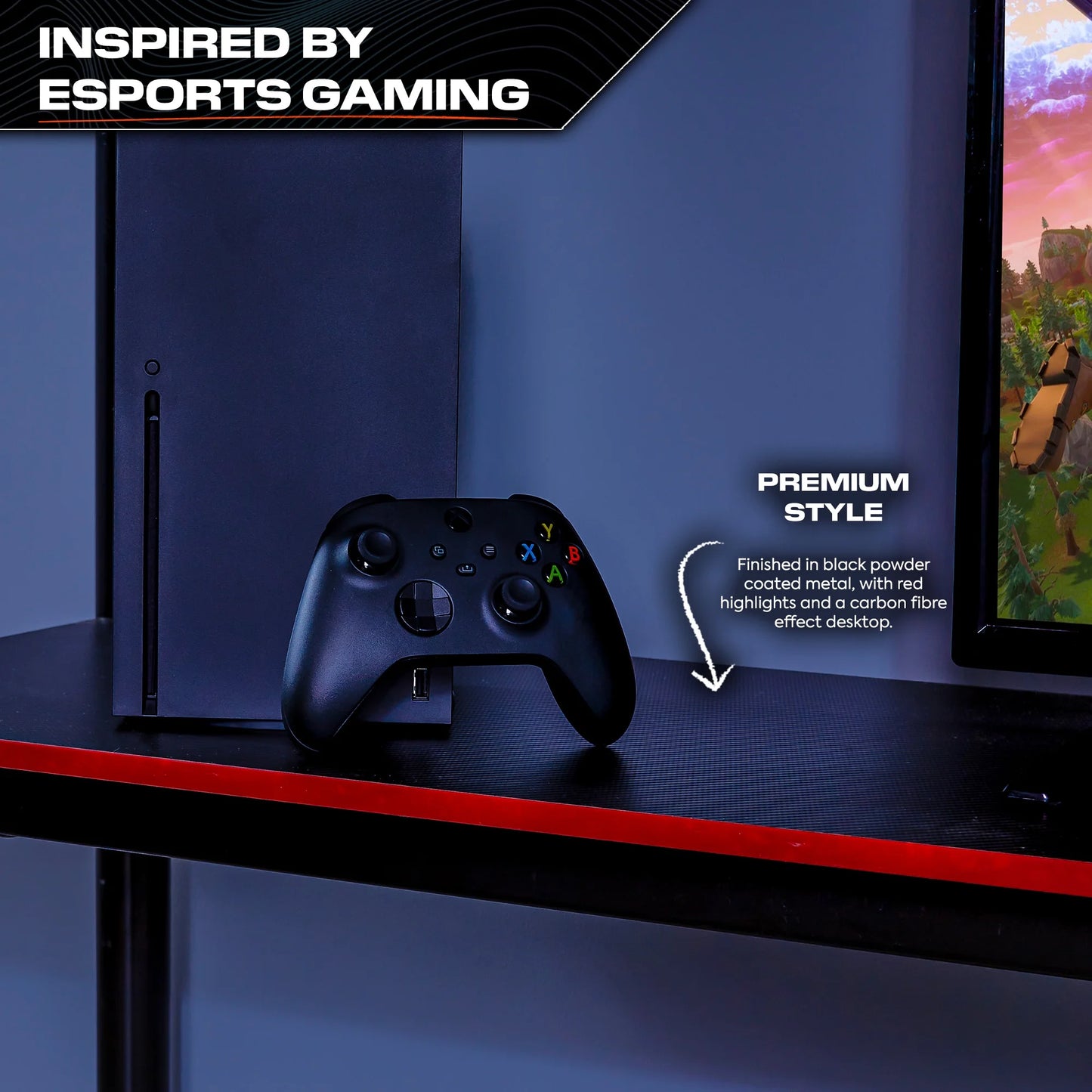 HQ Twin Gaming Bunk Bed with Built-In Shelving and LED Lighting, Black