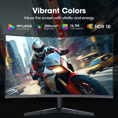 27 Inch Curved Gaming Monitor, 180Hz FHD Computer Monitors, 100% Srgb, Adaptive-Sync, 27E6CA