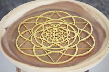 13.5" Gold Seed of Life Wall Decor Merkabah Mandala, Sacred Geometry Wall Art Yoga Decor, Crystal Grid, Wooden Art Symbol, Meditation Decor, Spiritual Decor