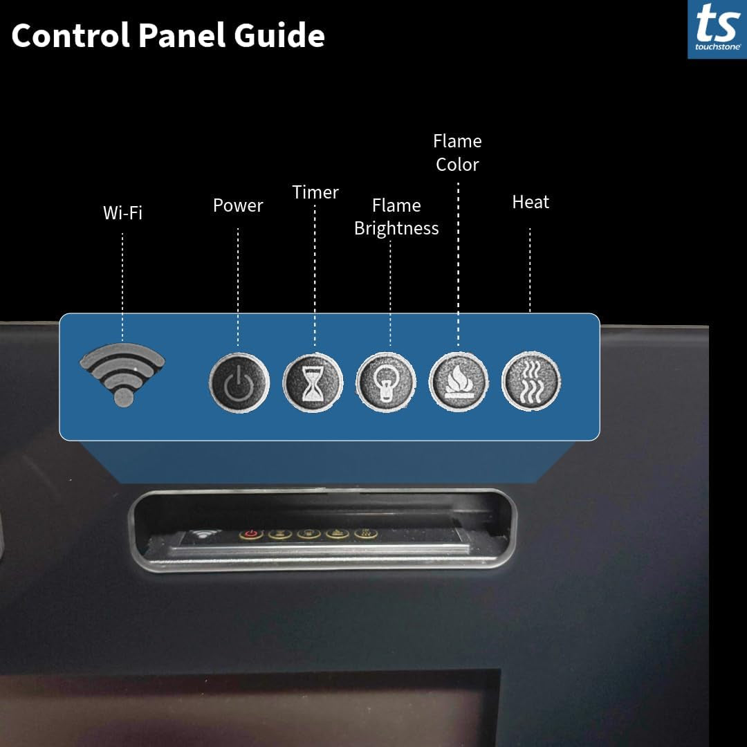 Smart Electric Fireplace-The Forte 40" Recessed Mounted-30 Realistic Ember Color/Flame Options-1,500W Heater W/Thermostat-Black-Log & Crystal Hearth Options-Alexa/Wifi Enabled