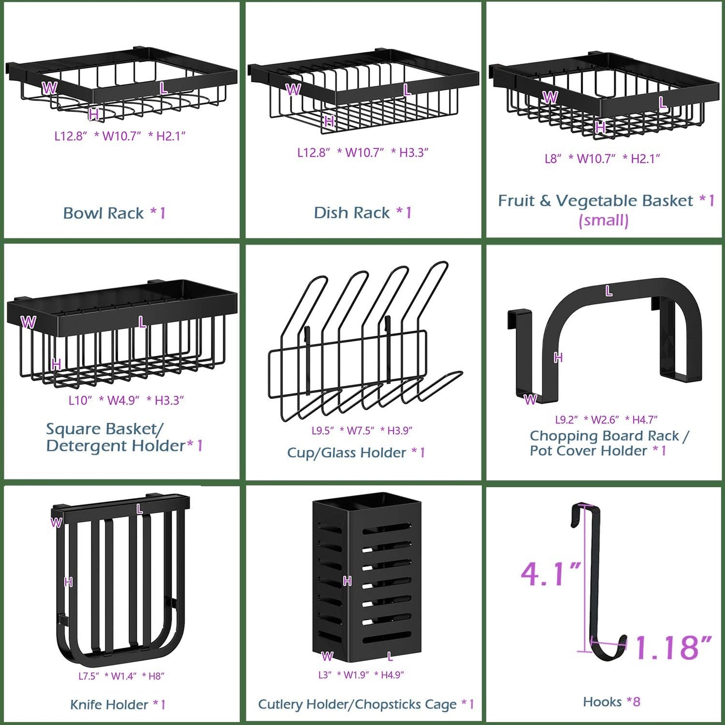 over Sink Dish Drying Rack Stainless Steel, Adjustable Large Dish Drainer for Storage Kitchen Organization Black 2 Tier - Standard(26"-38")