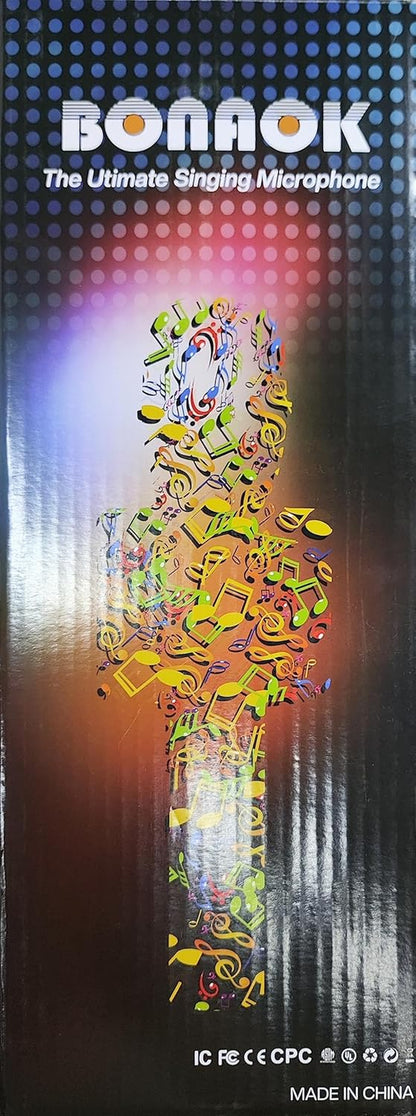 Wireless Bluetooth Karaoke Microphone with Controllable LED Lights, 4 in 1 Portable Karaoke Machine Mic Speaker, Birthday Holiday Party Gifts for Kids & Adults(Q36 Silver)