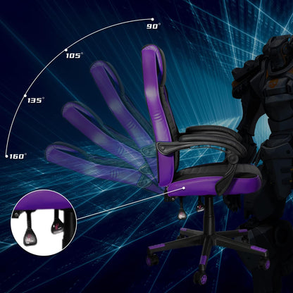Ergonomic Gaming Chair, Computer Chairs for Adults Teens, Comfortable High Back Office Chair Desk Chair 350LBS, Video Game Chairs, Recliner Racing Gamer Chair Purple