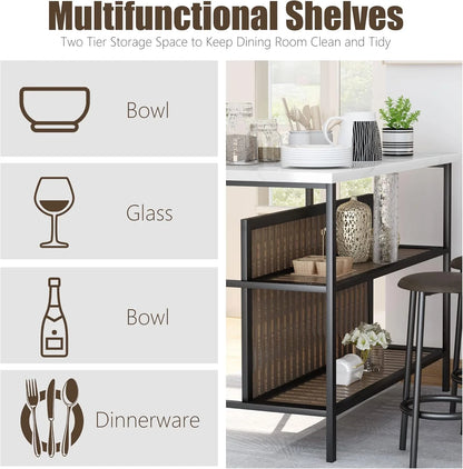 Kitchen Island with Seating, Wooden Counter Height Table