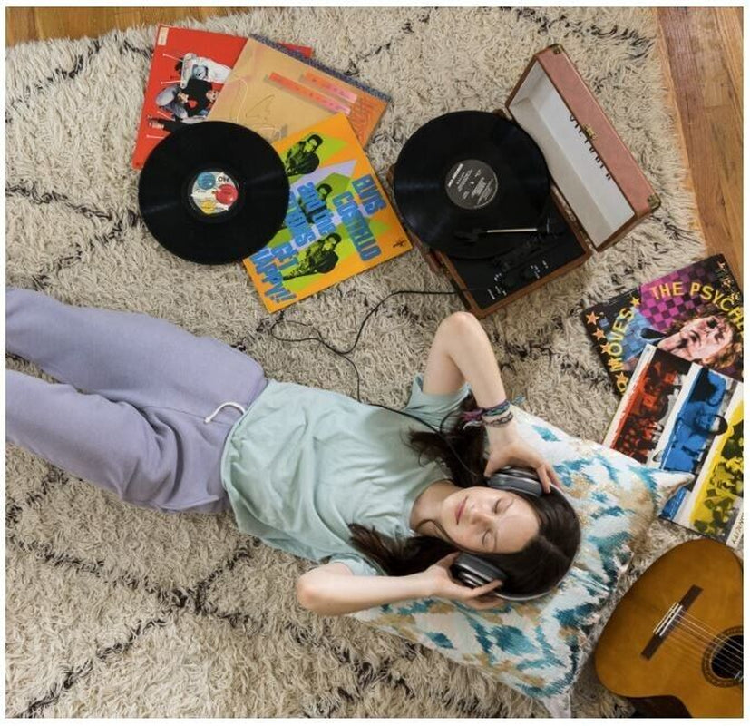 Brown Portable Suitcase Record Player Bluetooth Vinyl Record Player Suitcase New