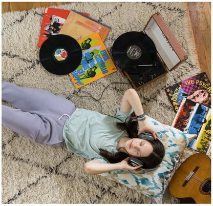 Brown Portable Suitcase Record Player Bluetooth Vinyl Record Player Suitcase New