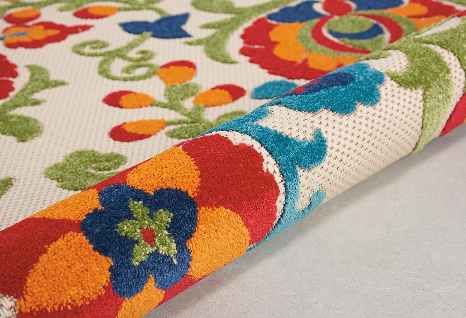 Aloha Indoor/Outdoor Multicolor 4' X round Area Rug, Easy Cleaning, Non Shedding, Bed Room, Living Room, Dining Room, Backyard, Deck, Patio (4 Round)