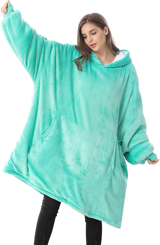 Wearable Blanket Hoodie, Oversized Sherpa Hooded Blanket Sweatshirt, Super Warm and Cozy Hoodie Blanket for Women Men Adults