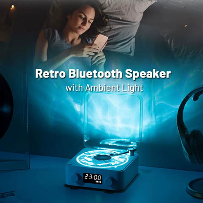 2024 New Retro Turntable Speaker with White Noise Wireless Bluetooth Vinyl Record Player Stereo Sound RGB Projection Lamp Effect