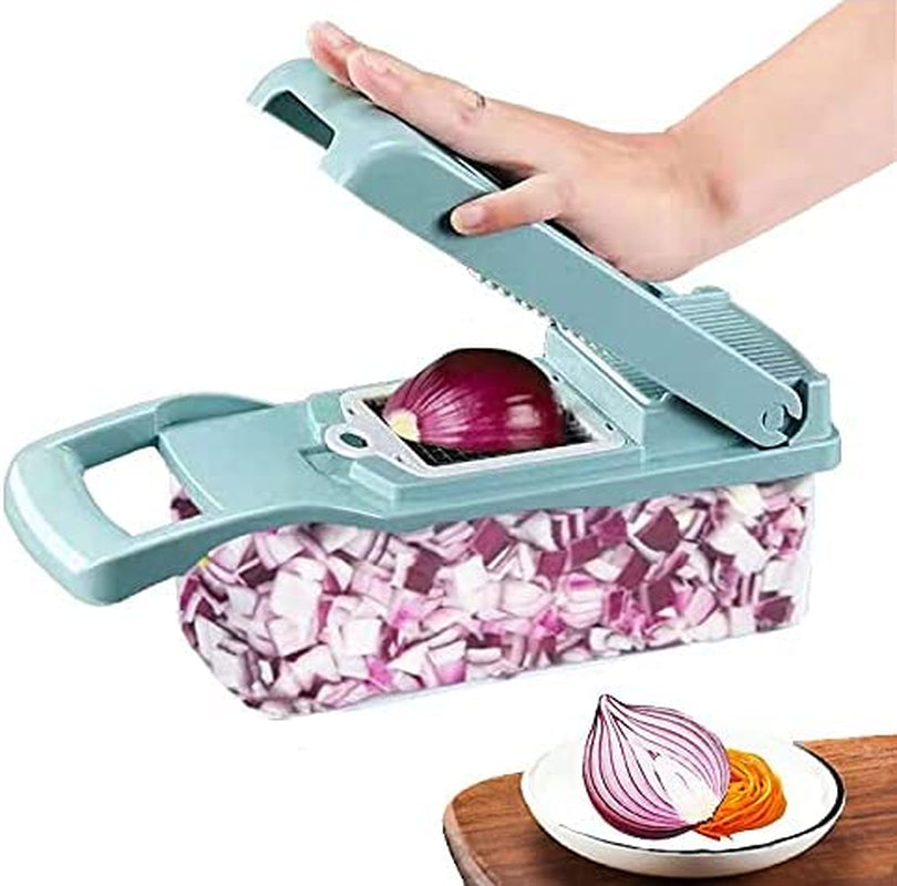 NC Vegetable Chopper Onion Dicer, Egg Separator Slicer, Cutter, with Container Cutter (Blue)