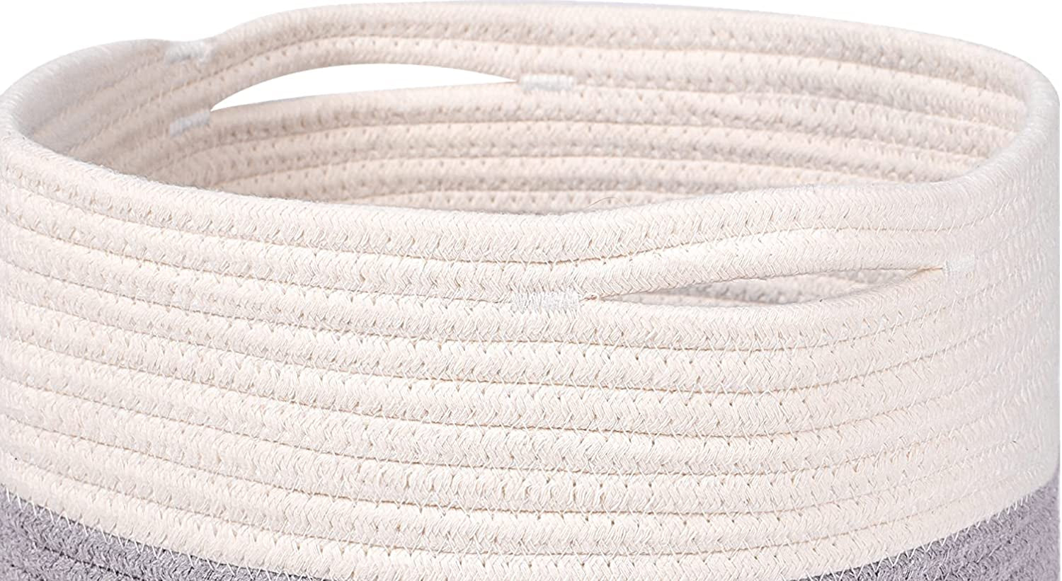 Woven Cotton Rope round 11X11X11'' Storage Cubes Baskets Bins Organizer, 3-Tone Gray, 3-Pack