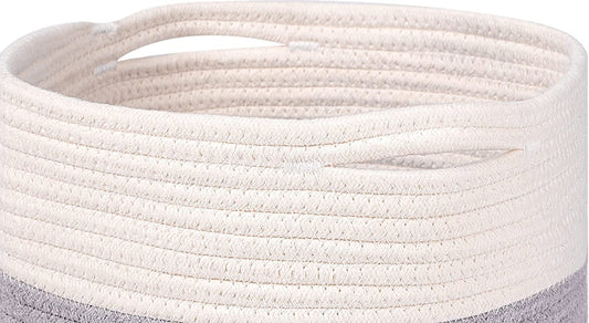 Woven Cotton Rope round 11X11X11'' Storage Cubes Baskets Bins Organizer, 3-Tone Gray, 3-Pack