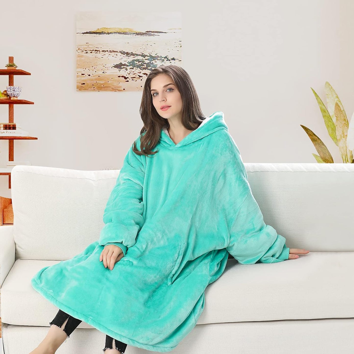 Wearable Blanket Hoodie, Oversized Sherpa Hooded Blanket Sweatshirt, Super Warm and Cozy Hoodie Blanket for Women Men Adults