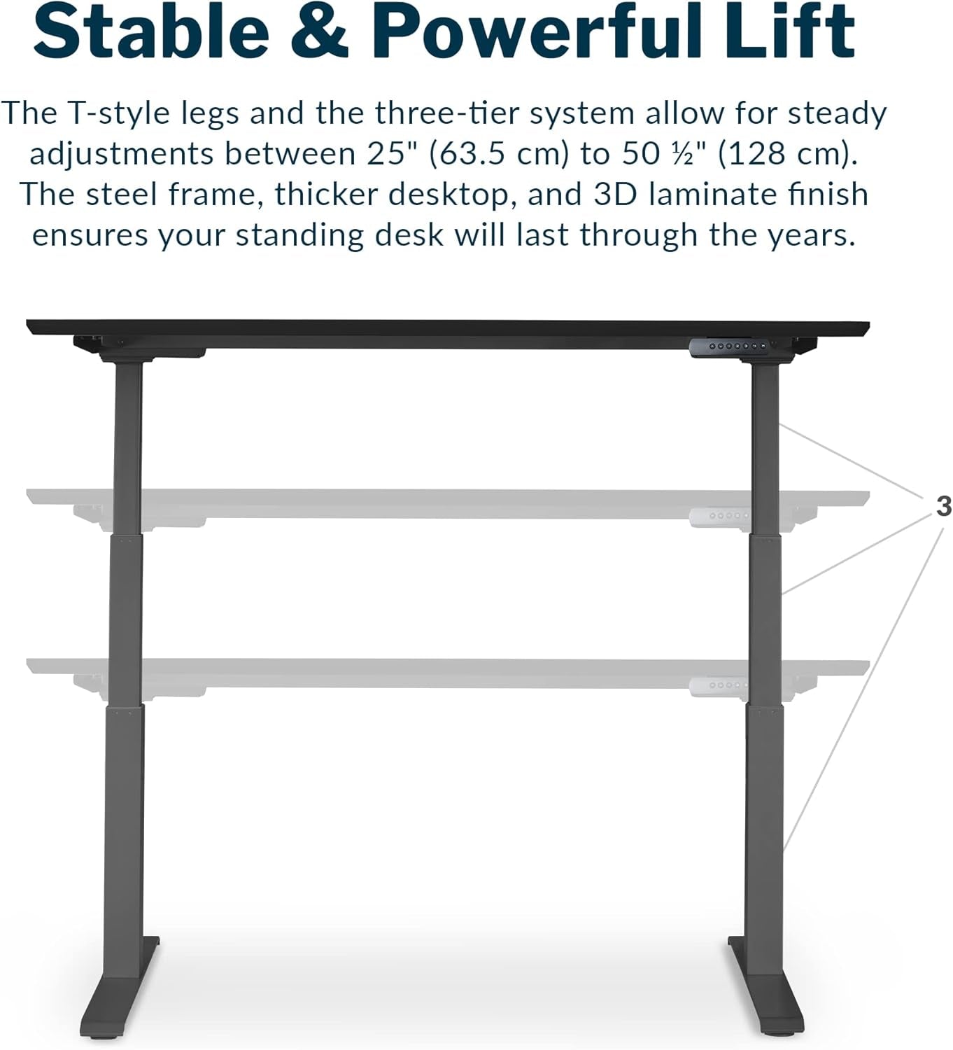 Classic Electric Standing Desk - desk Height Adjustable Sit/Stand Desk - Dual Motor with Memory Presets, Stable T-Style Legs - Gaming or Home Office Workstation - 60”X30”, Black